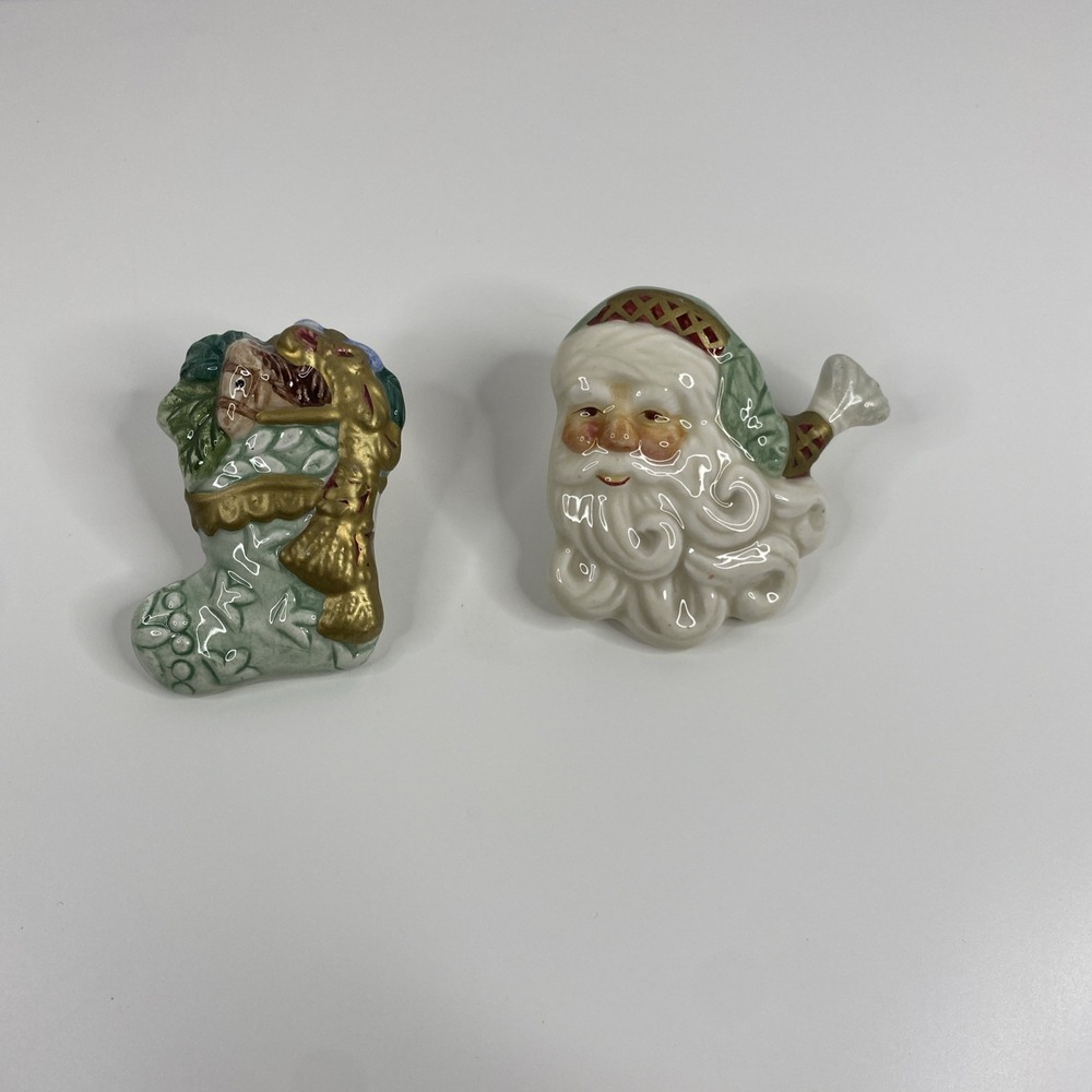 Lot Of 2 Fitz Floyd Christmas Candleramics Pins for Wicks n Sticks